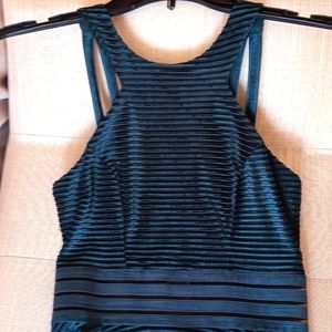 City Studio (Macy's) Youth Dress Size 0 "Halter style" Green Blue Velour Stripe